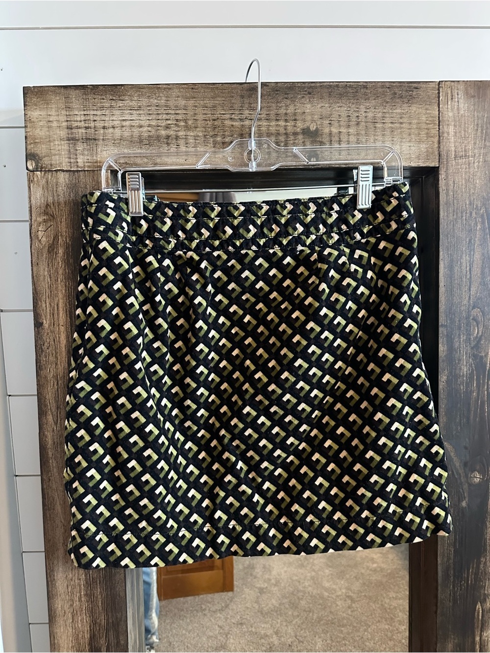 LOFT Geometric Mini Skirt Womens 6 Green Black Retro Mod 60’s Vintage Style - Picture 3 of 5